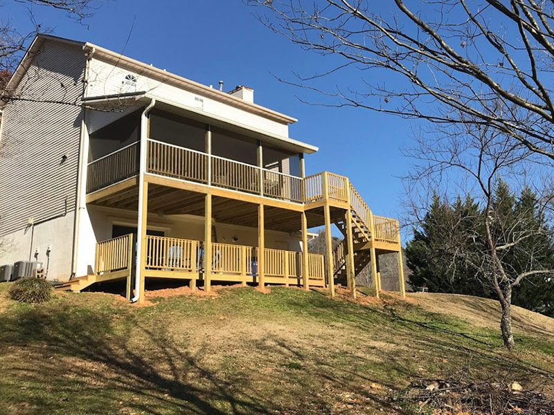 residential property exteriors with two floors deck built corryton tn